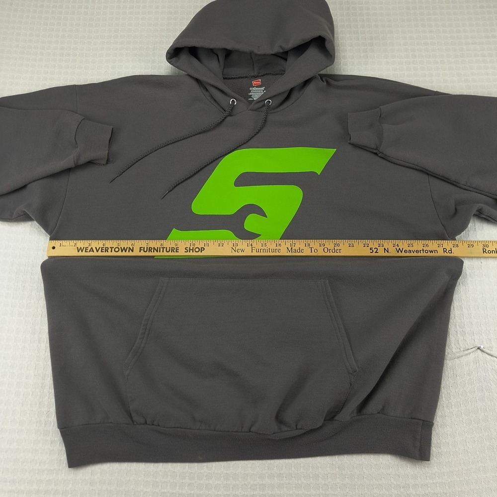 Hanes EcoSmart Snap-On Tools Hoodie Mens 3XL Charcoal Gray Neon Green Graphic - Picture 7 of 9